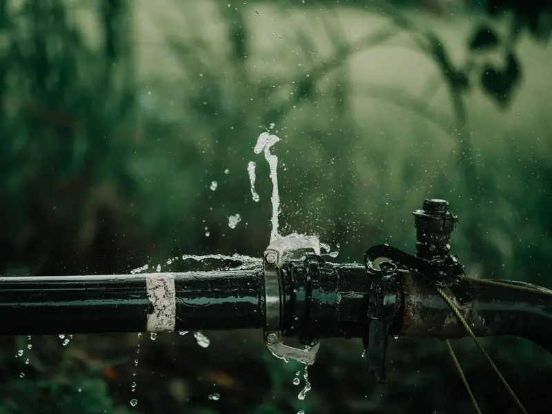 Emergency plumbing in Miami: leaking pipe spraying water